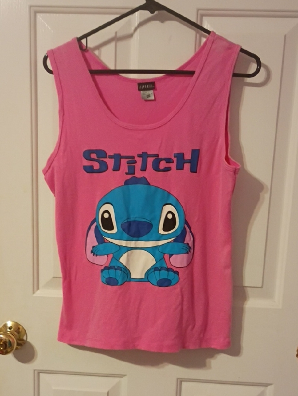 Stitch Graphic Pink Ladies Tank Top - Cute Blue Character